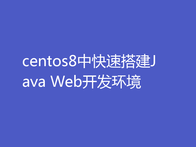 centos8中快速搭建Java Web开发环境