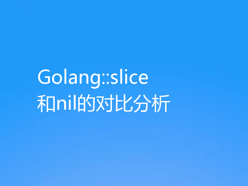 Golang::slice和nil的对比分析