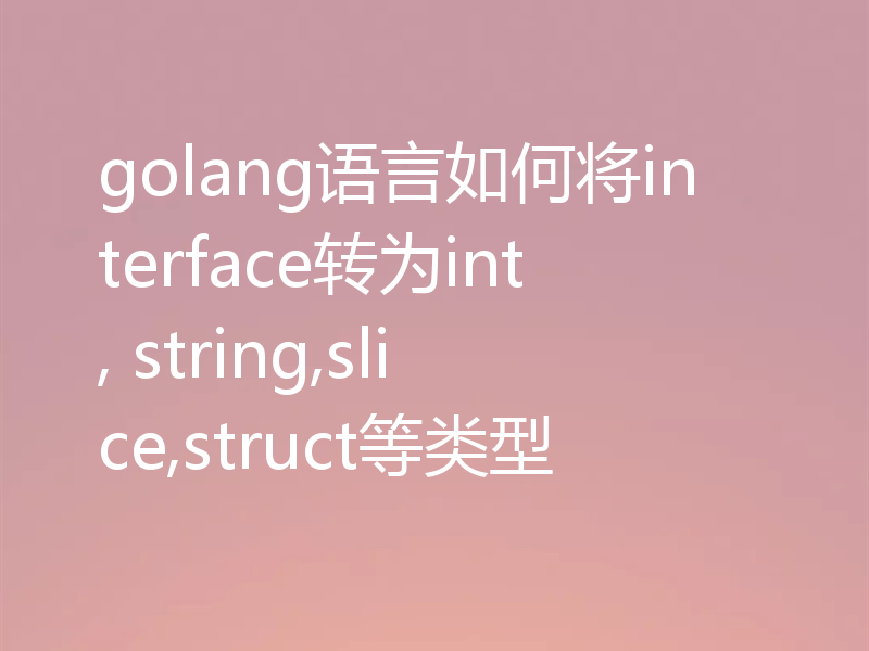 golang语言如何将interface转为int, string,slice,struct等类型