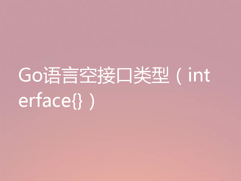 Go语言空接口类型（interface{}）
