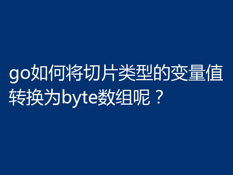 go如何将切片类型的变量值转换为byte数组呢？