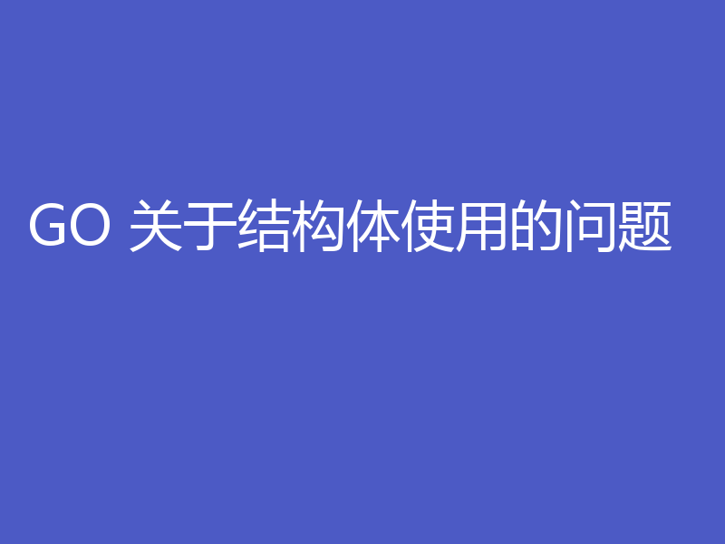 GO 关于结构体使用的问题