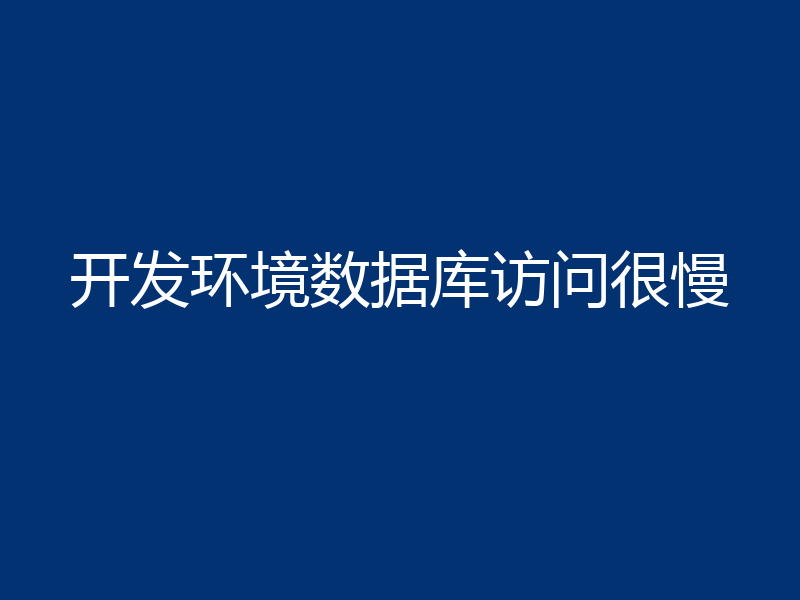 开发环境数据库访问很慢