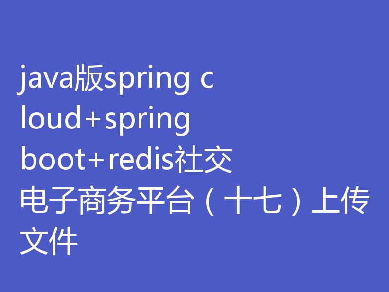 java版spring cloud+spring boot+redis社交电子商务平台（十七）上传文件