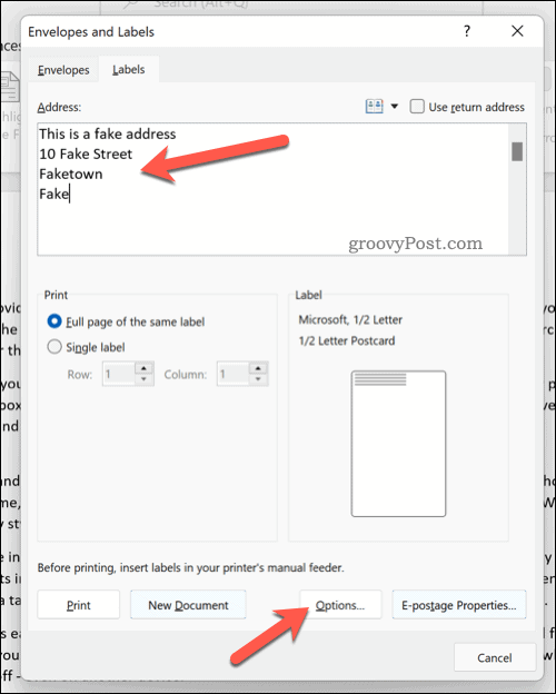 Word-Envelopes-Labels-Option