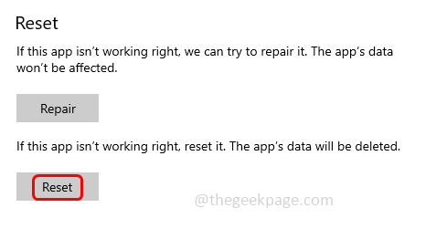 reset