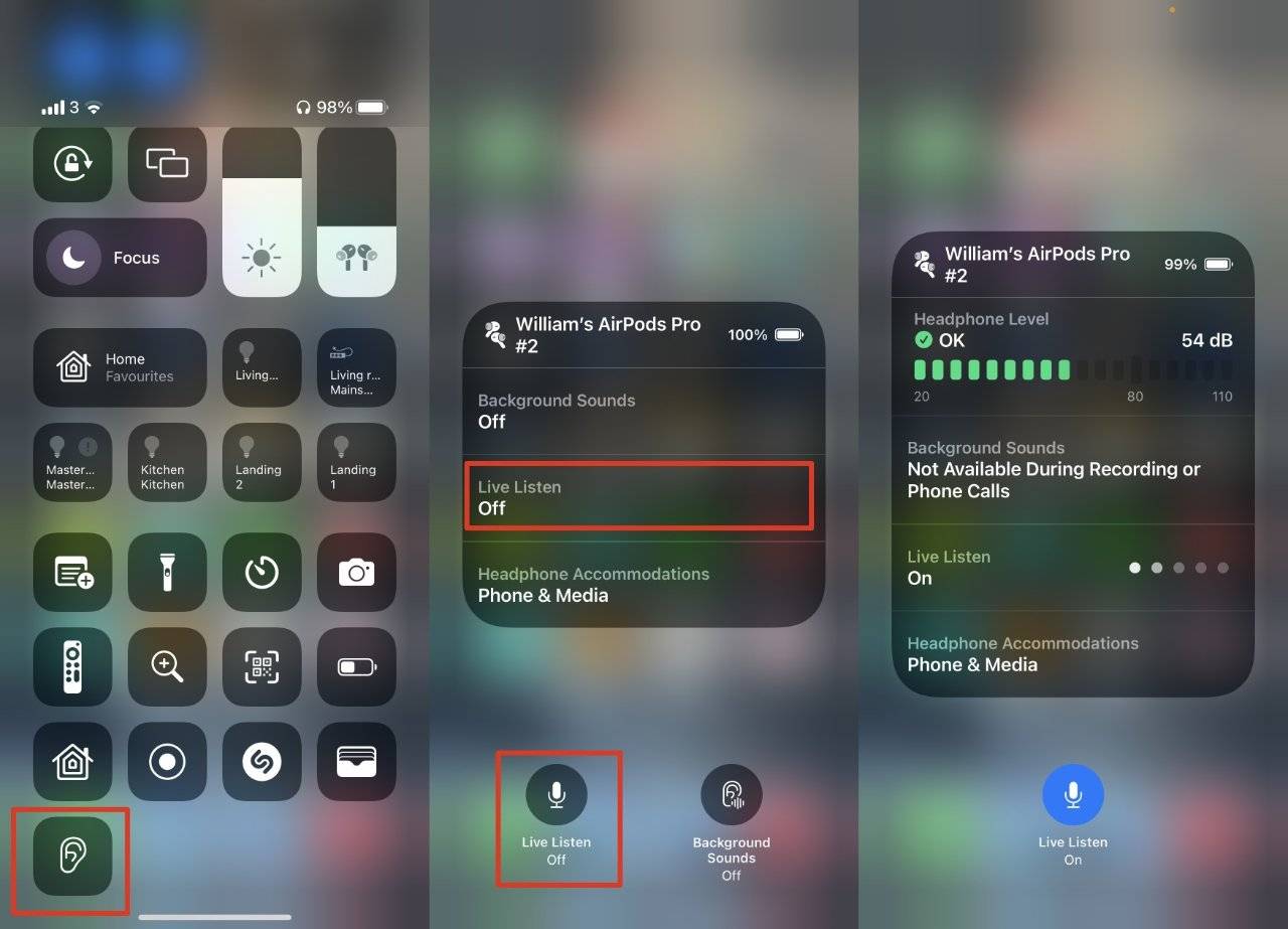 如何在 iOS 15 中通过 AirPods 使用 Live Listen 和监视 iPhone 周围的一切