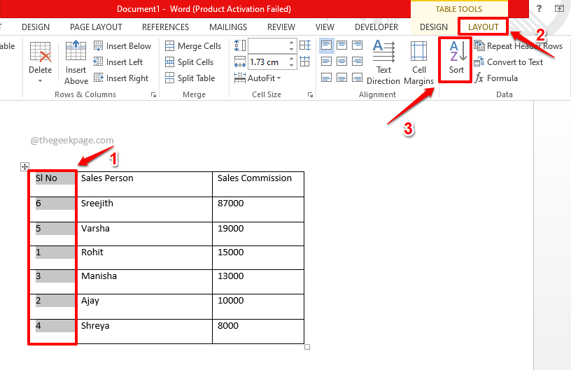 如何对 Microsoft Word 表格中的内容进行排序