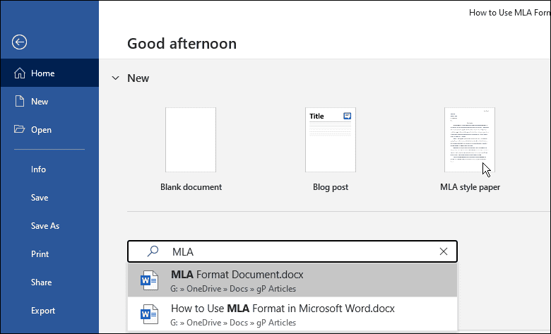 如何在 Microsoft Word 中使用 MLA 格式