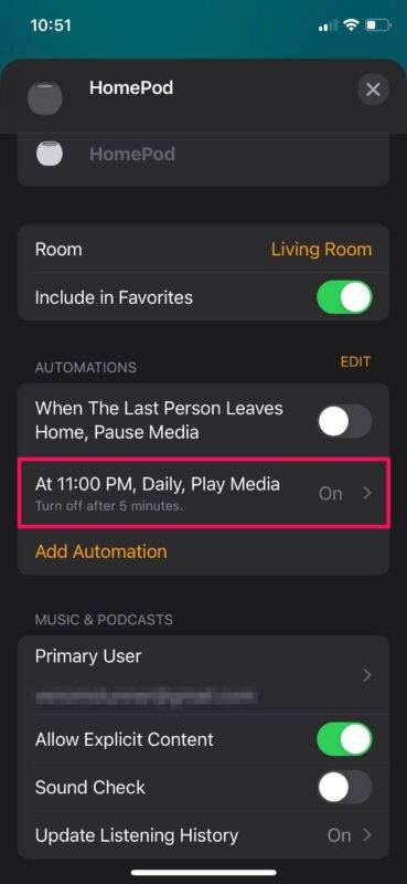如何关闭 HomePod 自动化