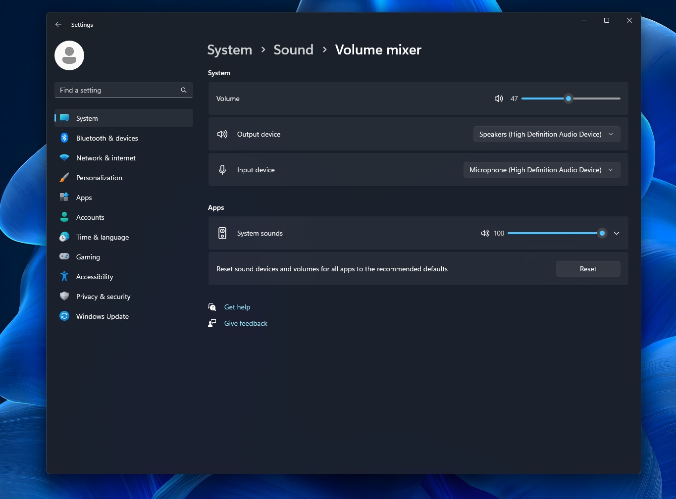 Windows-11-volume-mixer-default