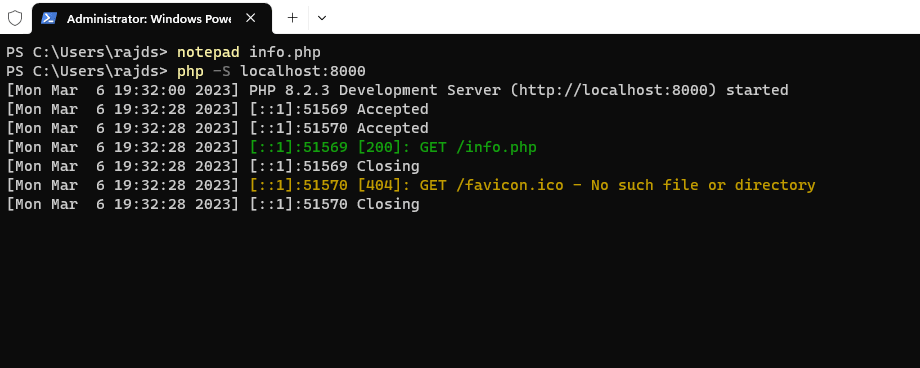 PHP内置网络服务器