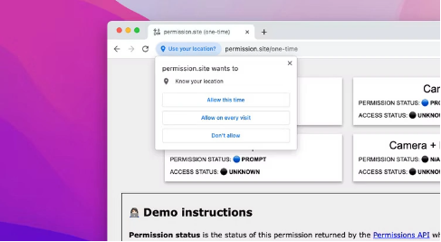 Chrome 116 稳定版推出全新的“一次性权限”功能