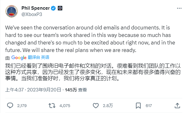 微软 Xbox 斯宾塞:FTC 文件泄露并非意外,但内容只是一些“过时的电子邮件和文档”
