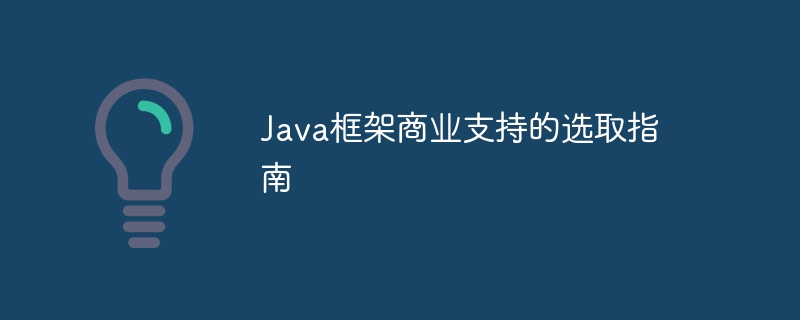 Java框架商业支持的选取指南