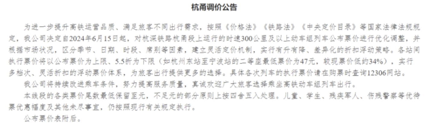 涨幅 19-20%,武广高铁等 4 条铁路今起发售“市场化票价”车票