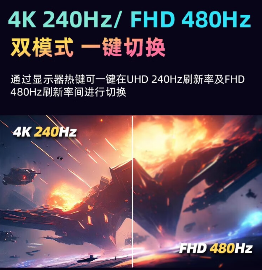 4K 240Hz、FHD 480Hz 双模式，优派 31.5 英寸 OLED 显示器 XG323 国行 10999 元