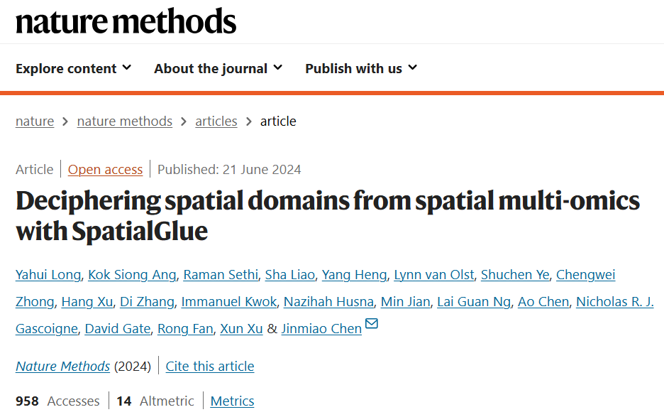 整合多组学数据，华大基因团队图神经网络模型SpatialGlue登Nature子刊