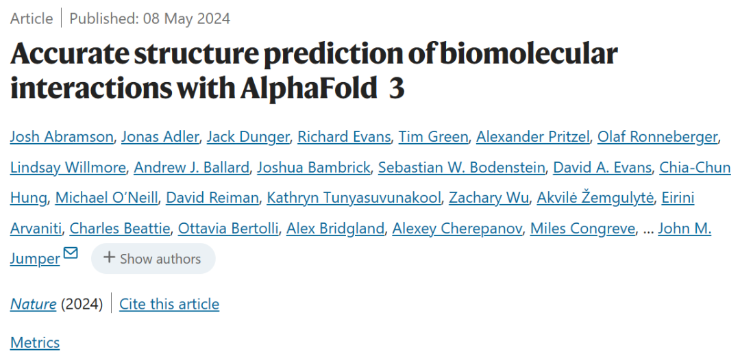 AlphaFold 3 重磅问世，全面预测蛋白质与所有生命分子相互作用及结构，准确性远超以往水平