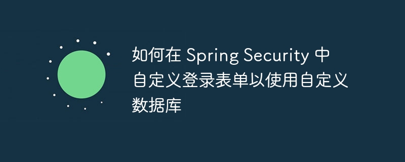 如何在 Spring Security 中自定义登录表单以使用自定义数据库