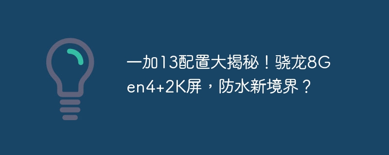 一加13配置大揭秘！骁龙8Gen4+2K屏，防水新境界？