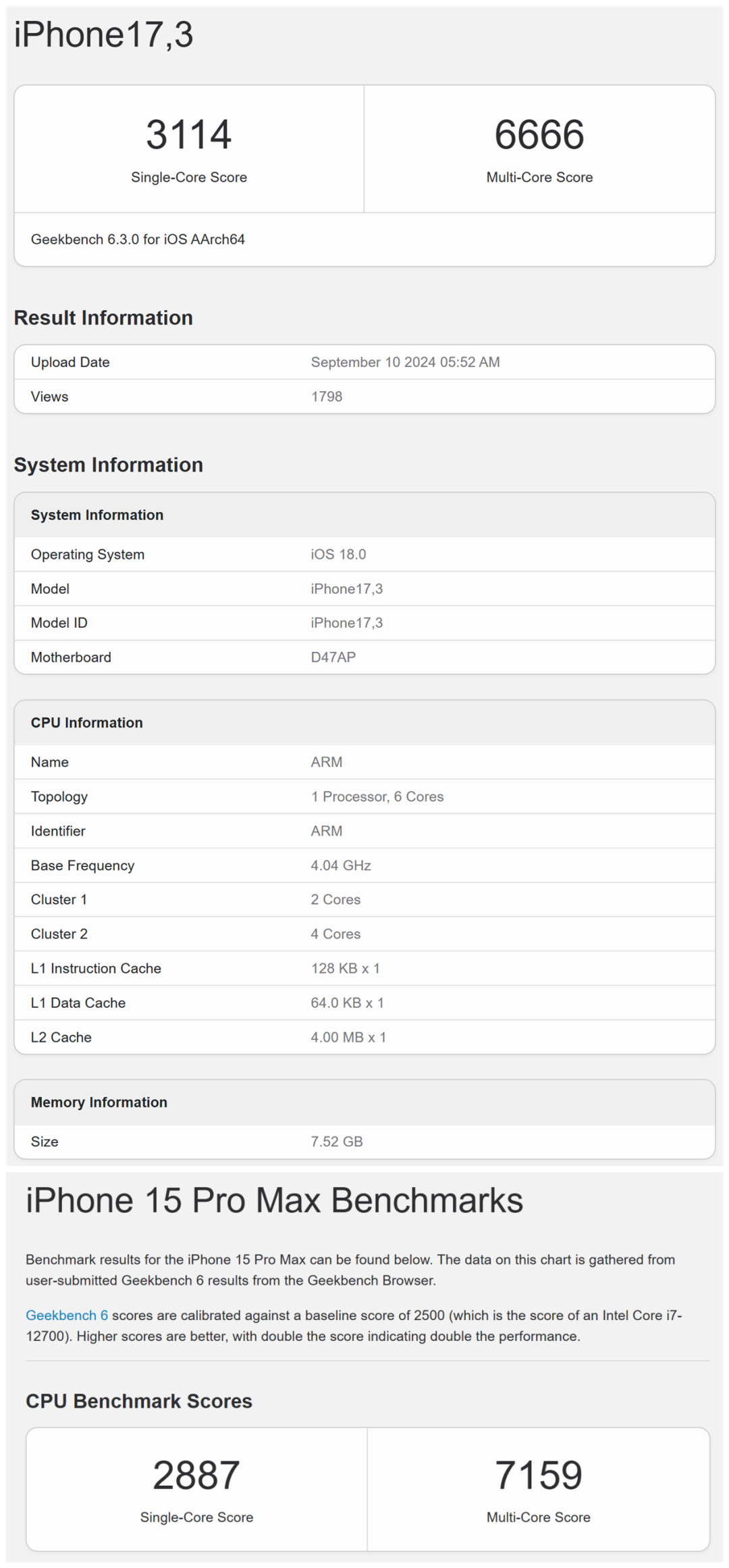 iPhone16跑分泄露，8G内存，A18多核不敌上上代A16，网友：假的吧