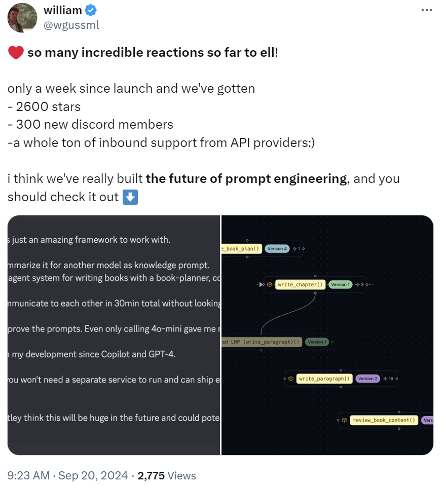 OpenAI前研究者发布提示词工程框架ell，升级版LangChain，支持版本控制和多模态