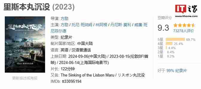 《里斯本丸沉没》将代表中国内地角逐第 97 届奥斯卡金像奖最佳国际影片