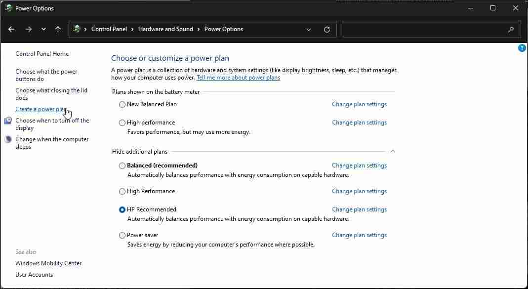 如何在Windows 11上恢复丢失的默认电源计划