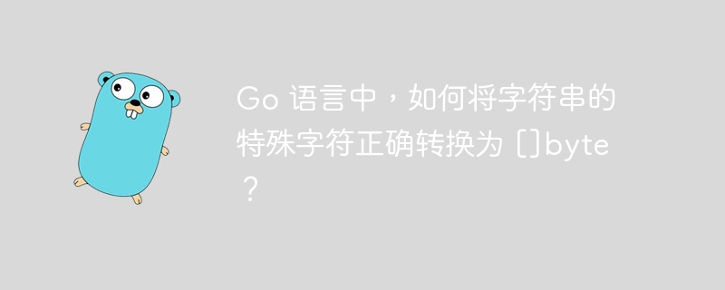 Go 语言中，如何将字符串的特殊字符正确转换为 []byte？