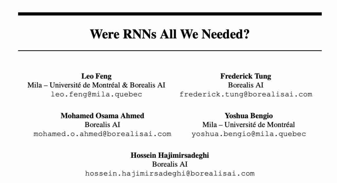 图灵奖得主Yoshua Bengio新作：Were RNNs All We Needed?