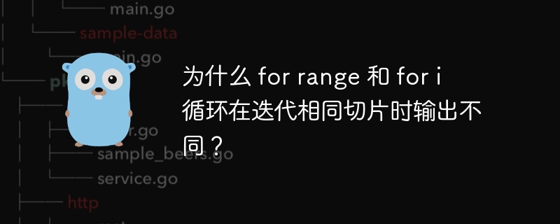 为什么 for range 和 for i 循环在迭代相同切片时输出不同？