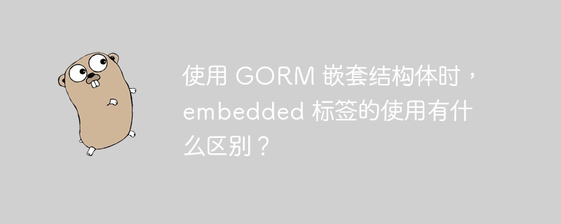 使用 GORM 嵌套结构体时，embedded 标签的使用有什么区别？