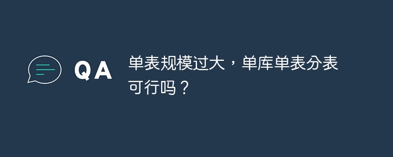 单表规模过大，单库单表分表可行吗？