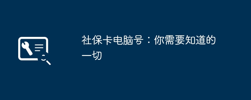 社保卡电脑号：你需要知道的一切