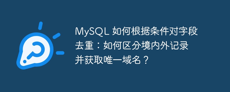 MySQL 如何根据条件对字段去重：如何区分境内外记录并获取唯一域名？