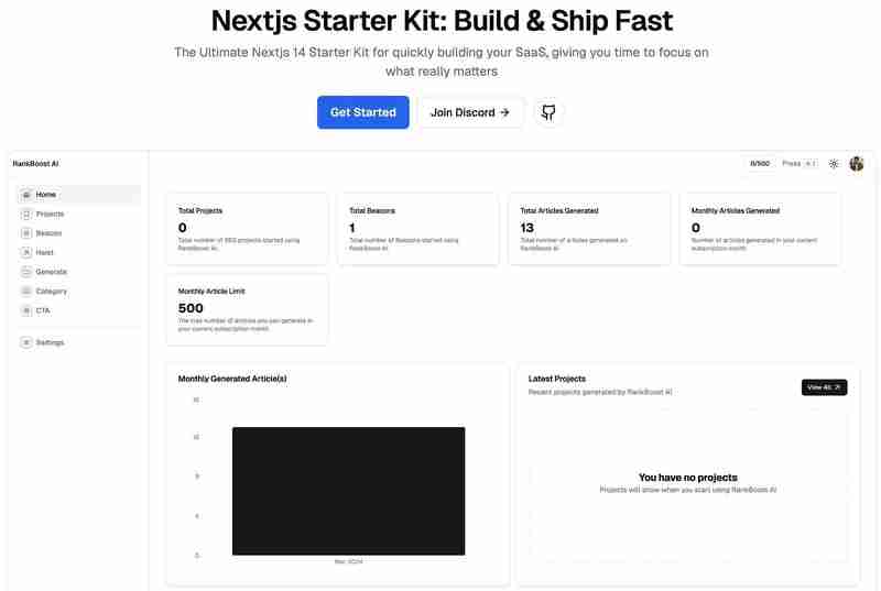 最热门的开源 Nextjs SaaS 模板