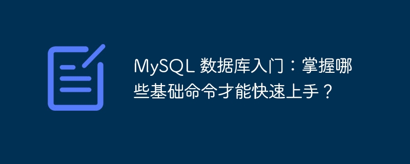 MySQL 数据库入门：掌握哪些基础命令才能快速上手？