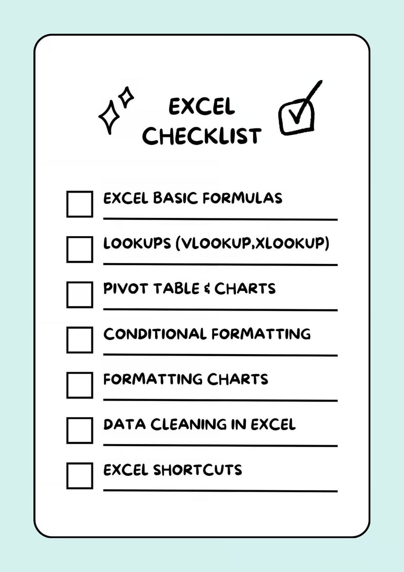 Ms Excel Checklist