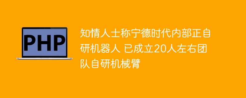 知情人士称宁德时代内部正自研机器人 已成立20人左右团队自研机械臂