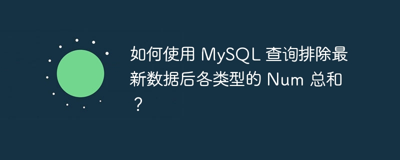 如何使用 MySQL 查询排除最新数据后各类型的 Num 总和？