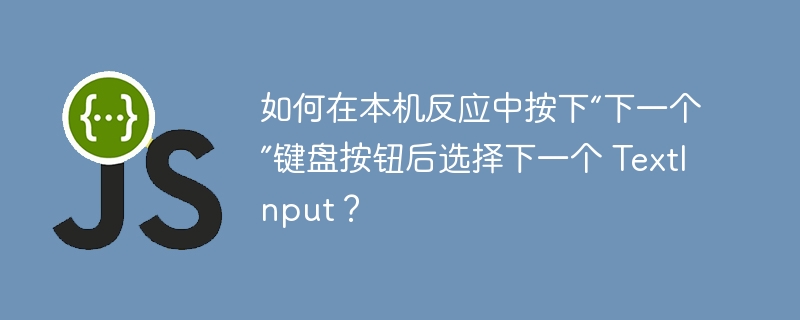 如何在本机反应中按下“下一个”键盘按钮后选择下一个 TextInput？