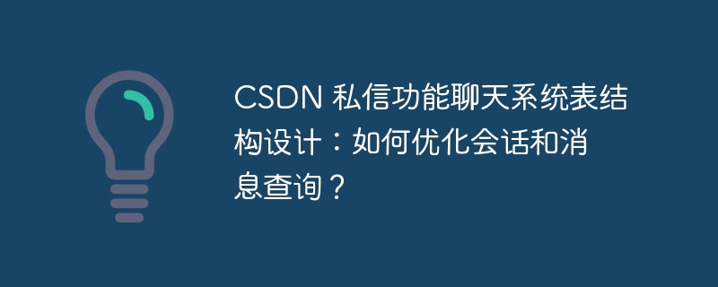 CSDN 私信功能聊天系统表结构设计：如何优化会话和消息查询？