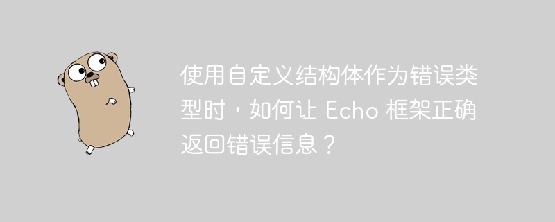 使用自定义结构体作为错误类型时，如何让 Echo 框架正确返回错误信息？