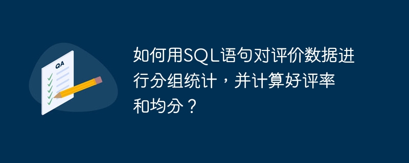 如何用SQL语句对评价数据进行分组统计，并计算好评率和均分？