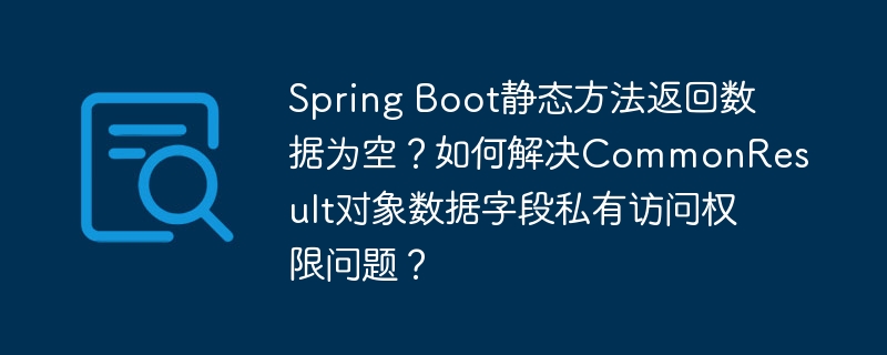 Spring Boot静态方法返回数据为空？如何解决CommonResult对象数据字段私有访问权限问题？