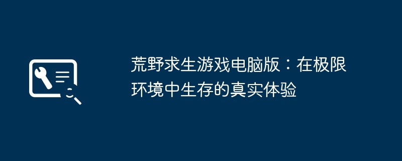 荒野求生游戏电脑版：在极限环境中生存的真实体验