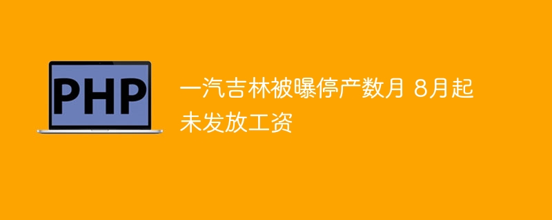 一汽吉林被曝停产数月 8月起未发放工资