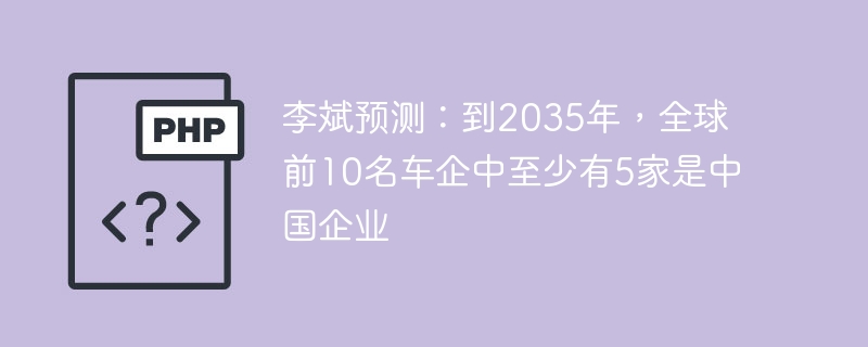 李斌预测：到2035年，全球前10名车企中至少有5家是中国企业