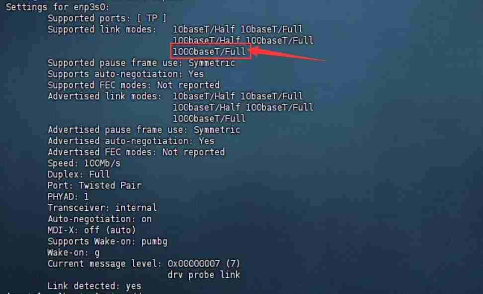 Linux怎么查看网卡是否为千兆网卡